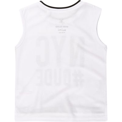 Mini boys white NYC print vest